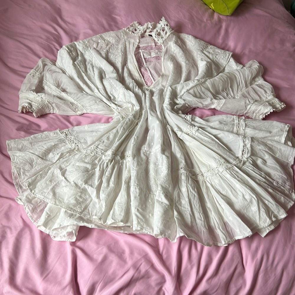 Free People White Cotton Flowy Dress Coverup